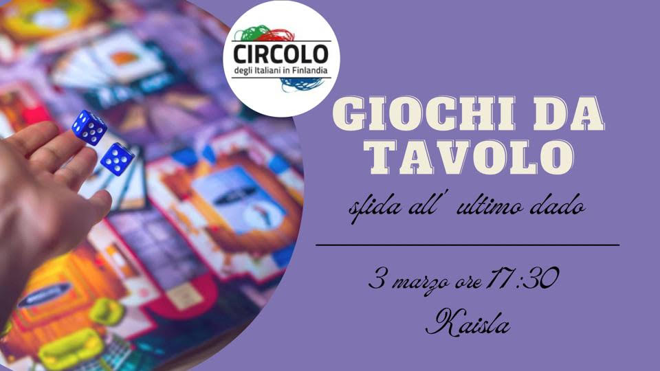 Serata giochi da tavolo  3 marzo 2023 17.30